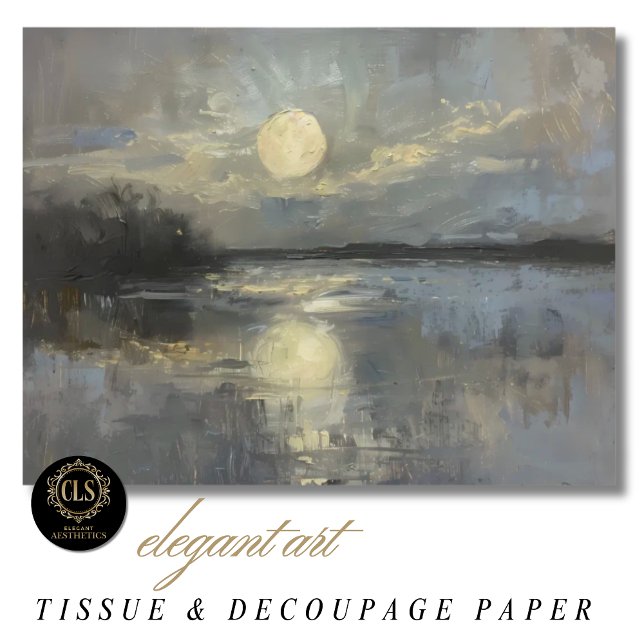 Moonlit Watercolor Landscape  Tissue Paper (Tissue Paper - Moonlit Landscape in Watercolor)