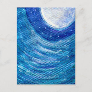 Moonlit Waves and Swirls Postcard