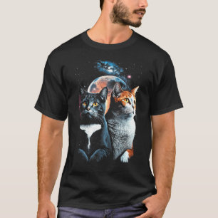 Moonlit Whiskers A Mystical Encounter of Two Cats T-Shirt