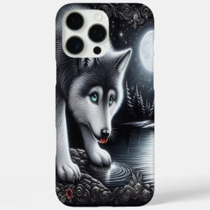 Moonlit White Wolf Reflection iPhone 16 Pro Max Case