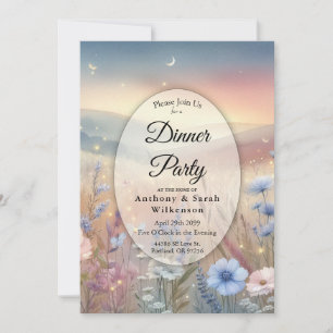 Moonlit Wildflower Whispers Dinner Party Invitation