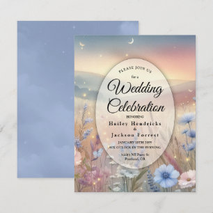 Moonlit Wildflower Whispers Wedding Invitation
