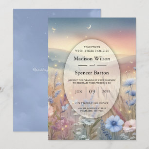 Moonlit Wildflower Whispers Wedding Invitation