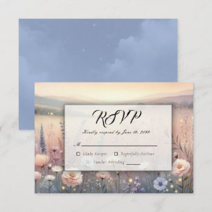 Moonlit Wildflower Whispers Wedding RSVP Card