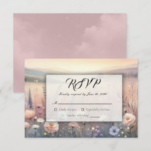 Moonlit Wildflower Whispers Wedding RSVP Card