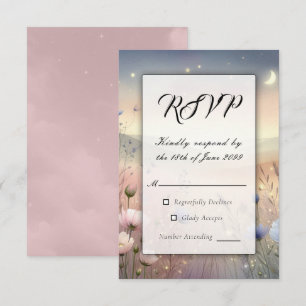 Moonlit Wildflower Whispers Wedding RSVP Card