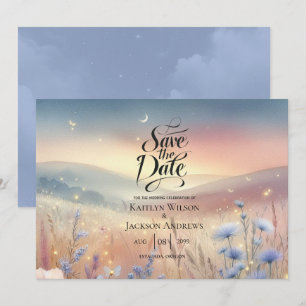 Moonlit Wildflower Whispers Wedding Save The Date