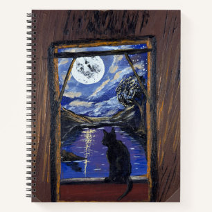 Moonlit Window—handmade artwork Notebook