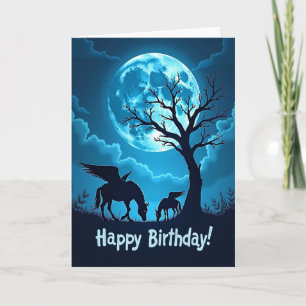 Moonlit Winged Horse Birthday Card