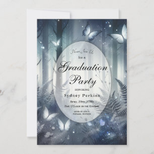 Moonlit Wings and Midnight Magic Graduation Party Invitation