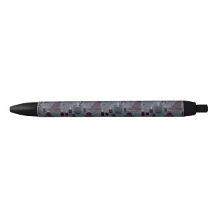 Moonlit Witchy Halloween Pattern Black Ink Pen