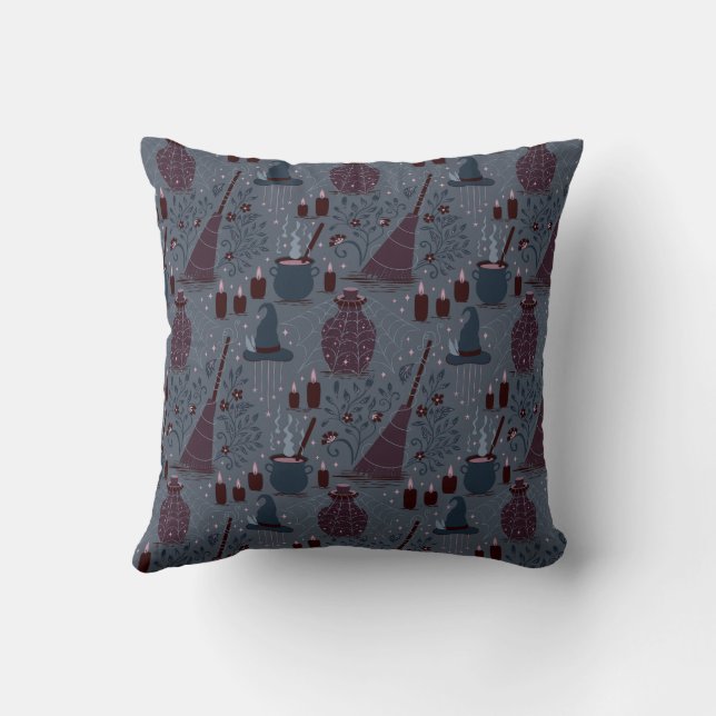 Moonlit Witchy Halloween Pattern Cushion (Back)