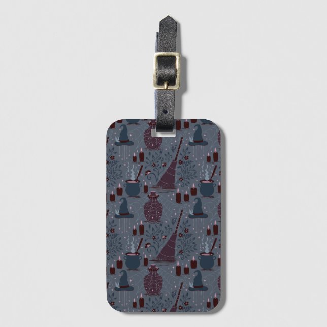 Moonlit Witchy Halloween Pattern Luggage Tag (Front Vertical)