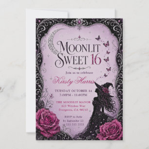 Moonlit Witchy Halloween Sweet 16 Invitation