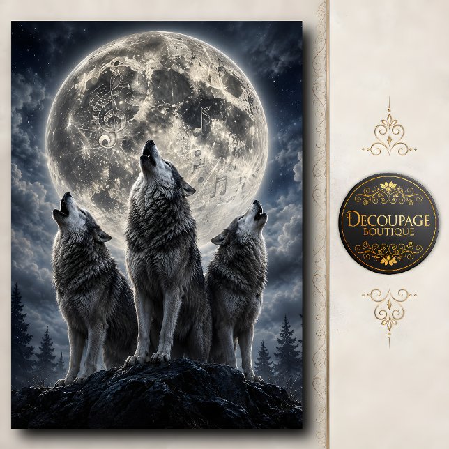 Moonlit Wolf Chorus Decoupage Tissue Paper (Moonlit Wolf Chorus Decoupage Tissue Paper)