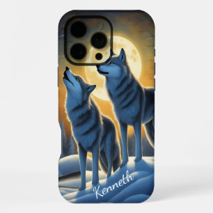 Moonlit Wolf Howling in Forest iPhone 16 Pro Max Case