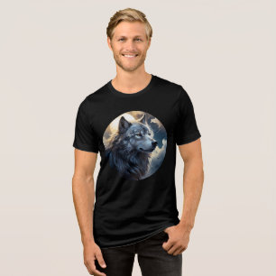 Moonlit Wolf – Tranquil Night Animal Art Tri-Blend Shirt
