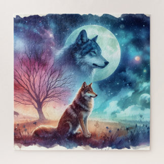Moonlit Wolves Spiritual Night Jigsaw Puzzle