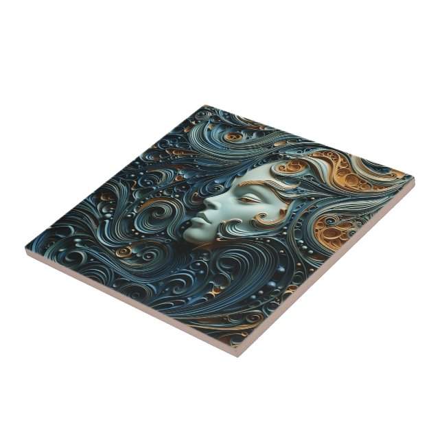 Moonlit Woman 3D Art Ceramic Tile (Side)