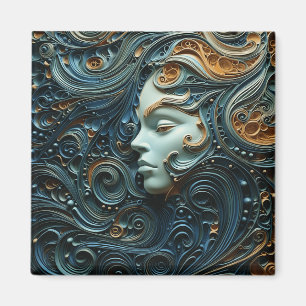 Moonlit Woman 3D Art Magnet