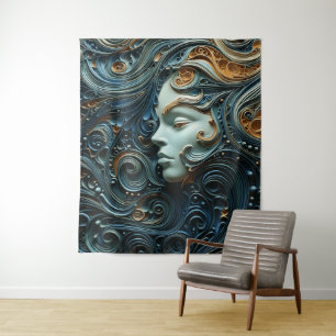 Moonlit Woman 3D Art Tapestry