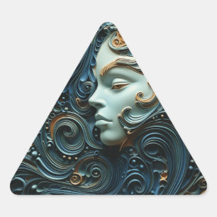 Moonlit Woman 3D Art Triangle Sticker