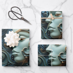 Moonlit Woman 3D Art Wrapping Paper Sheet