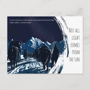 Moonlit Yak Caravan Everest Night Journey  Holiday Postcard