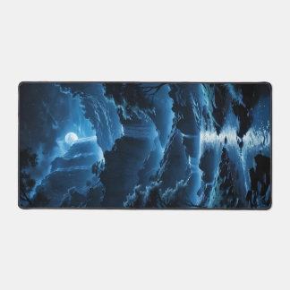 moonnight at the waterfall desk mat