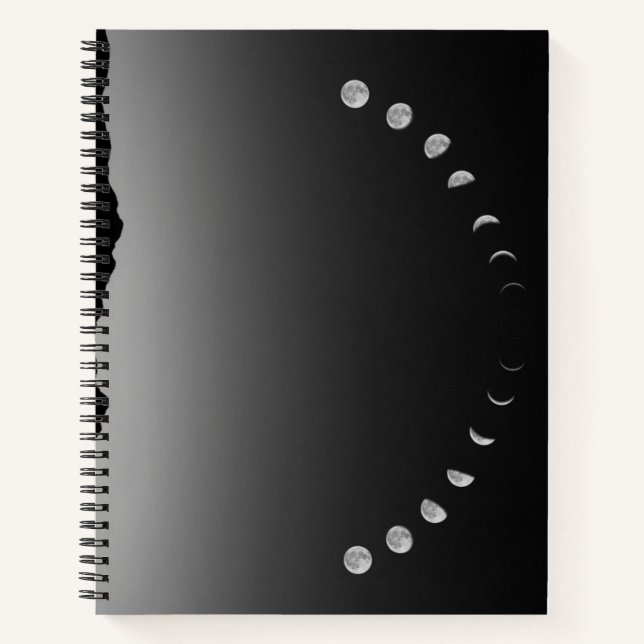 Moonphase lined notebook monochrome style  (Front)