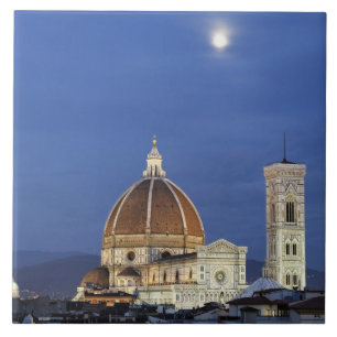 Moonrise and Florence Cathedral, Basilica di Ceramic Tile