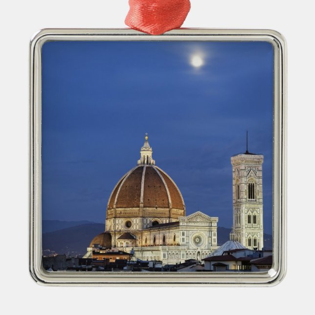 Moonrise and Florence Cathedral, Basilica di Metal Ornament (Front)