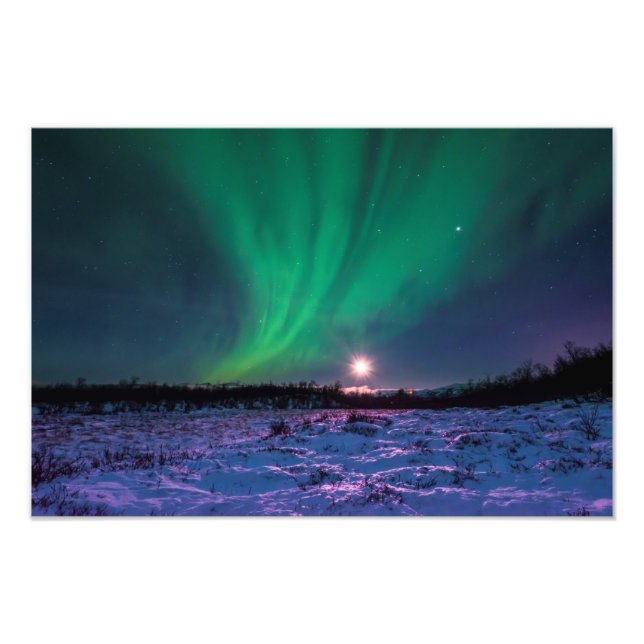 Moonrise and the Northern Lights Photo Print (Front)