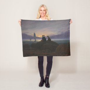 Moonrise by the Sea (by Caspar David Friedrich) Fleece Blanket