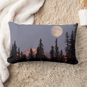 Moonrise Early Winter   Anchorage, Alaska Lumbar Cushion