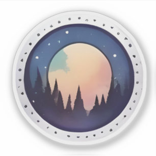 Moonrise Forest: Twilight Silhouette and Cosmic