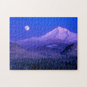 Moonrise Over Mt. Hood Oregon in Winter Jigsaw Puzzle