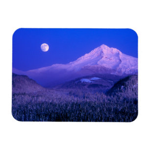Moonrise Over Mt. Hood Oregon in Winter Magnet