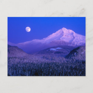 Moonrise Over Mt. Hood Oregon in Winter Postcard