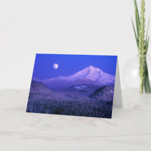 Moonrise over Mt Hood winter, Oregon Card