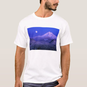 Moonrise over Mt Hood winter, Oregon T-Shirt