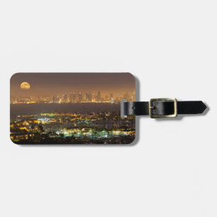 Moonrise over the San Diego skyline Luggage Tag