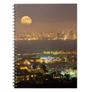Moonrise over the San Diego skyline Notebook