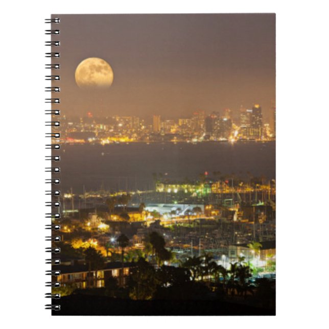 Moonrise over the San Diego skyline Notebook (Front)