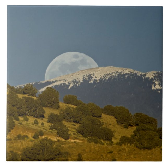Moonrise over the Sangre de Cristo Mountains, Ceramic Tile (Front)