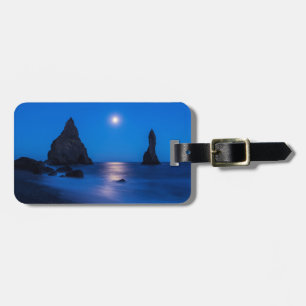 Moonrise reflection on ocean and sea stacks luggage tag