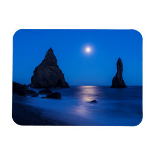 Moonrise reflection on ocean and sea stacks magnet