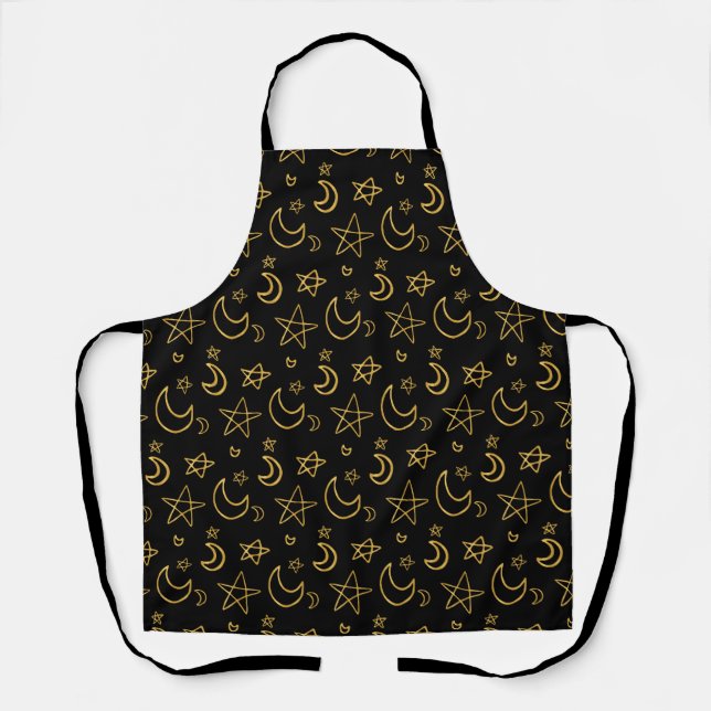 Moons and Stars Gold Pattern Apron (Front)