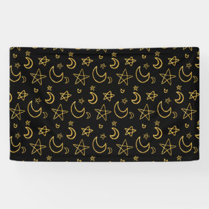 Moons and Stars Gold Pattern Banner