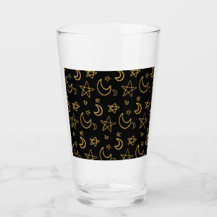 Moons and Stars Gold Pattern Glass